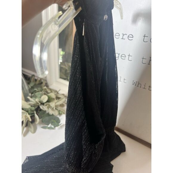 Black Shimmery Witchy Ember Tiered Handkerchief Hem Dress‎ Sz M Y2K, Cocktail - Picture 6 of 7